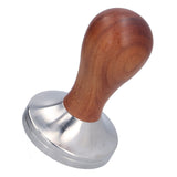 58mm Flat Base Coffee Tamper Manual Stainless Steel Coffee Powder Pressing Hammer with Wood Handle - Side View