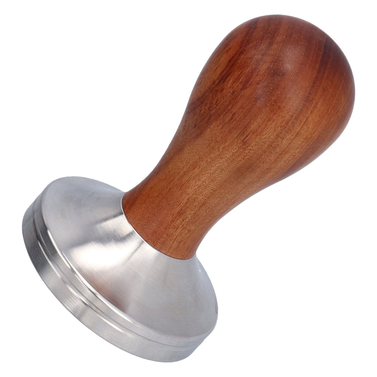 58mm Flat Base Coffee Tamper Manual Stainless Steel Coffee Powder Pressing Hammer with Wood Handle