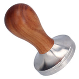 58mm Flat Base Coffee Tamper Manual Stainless Steel Coffee Powder Pressing Hammer with Wood Handle - Rear View