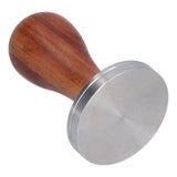 58mm Flat Base Coffee Tamper Manual Stainless Steel Coffee Powder Pressing Hammer with Wood Handle - Low Angle
