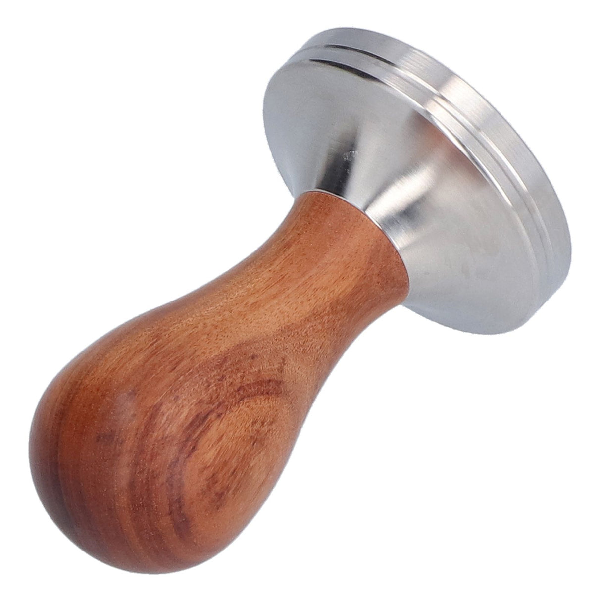 58mm Flat Base Coffee Tamper Manual Stainless Steel Coffee Powder Pressing Hammer with Wood Handle
