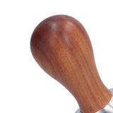 58mm Flat Base Coffee Tamper Manual Stainless Steel Coffee Powder Pressing Hammer with Wood Handle