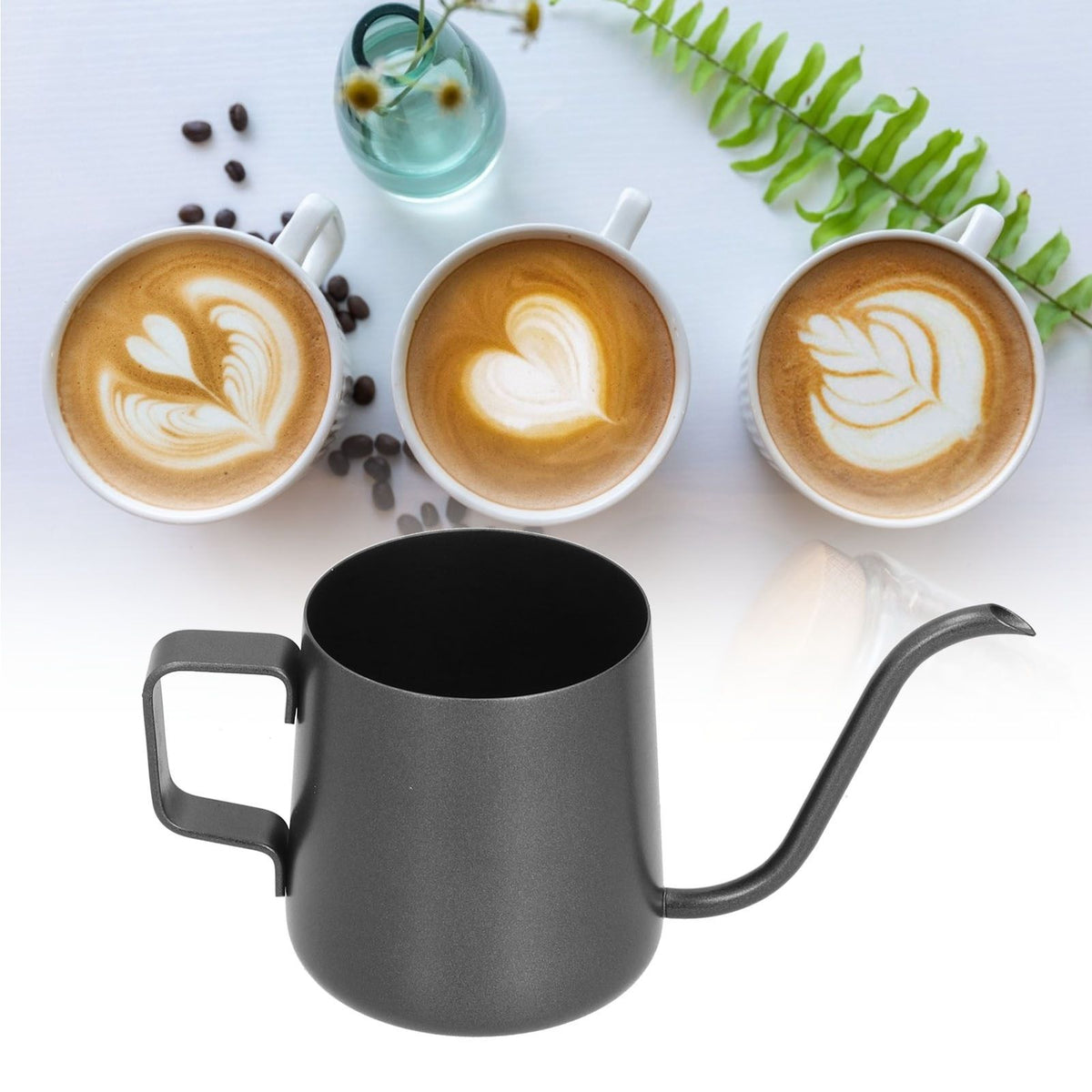 250ml Stainless Steel Hanging Ear Coffee Pot Gooseneck Spout Tea Kettle Pour Over Pot Black