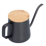 350ml Stainless Steel Coffee Pot Long Narrow Spout Manual Coffee Making Kettle with Bamboo Lid - Side View