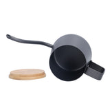 350ml Stainless Steel Coffee Pot Long Narrow Spout Manual Coffee Making Kettle with Bamboo Lid - Rear View