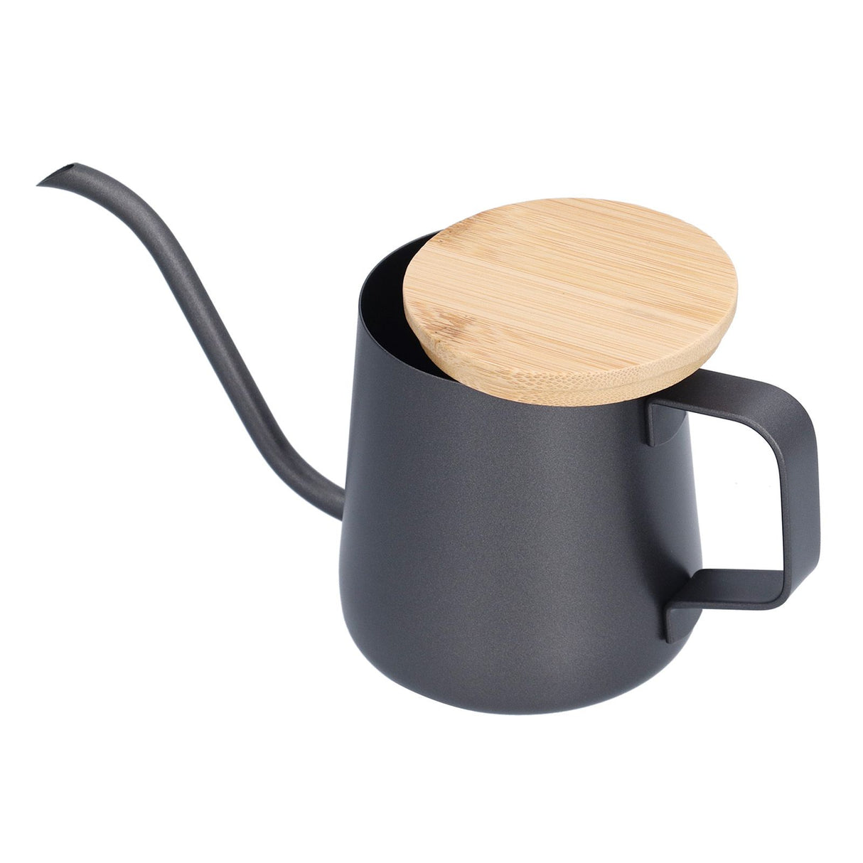 350ml Stainless Steel Coffee Pot Long Narrow Spout Manual Coffee Making Kettle with Bamboo Lid