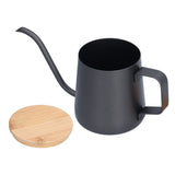 350ml Stainless Steel Coffee Pot Long Narrow Spout Manual Coffee Making Kettle with Bamboo Lid - Extra Image