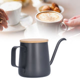 350ml Stainless Steel Coffee Pot Long Narrow Spout Manual Coffee Making Kettle with Bamboo Lid