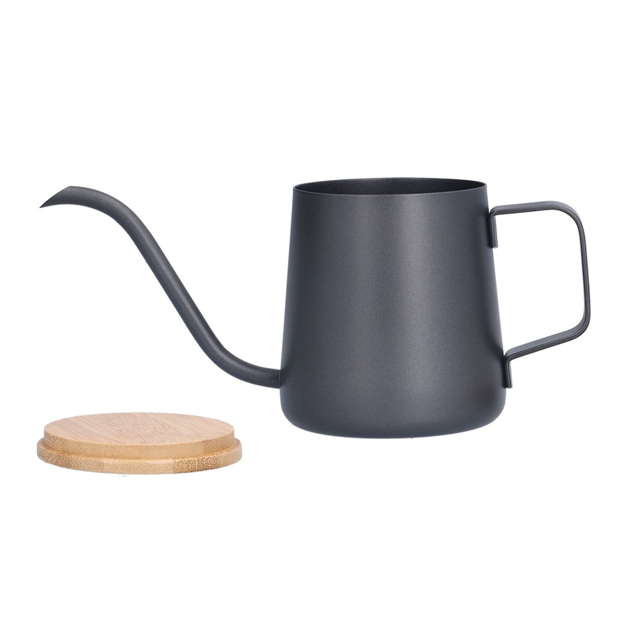 350ml Stainless Steel Coffee Pot Long Narrow Spout Manual Coffee Making Kettle with Bamboo Lid