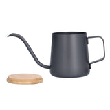 350ml Stainless Steel Coffee Pot Long Narrow Spout Manual Coffee Making Kettle with Bamboo Lid