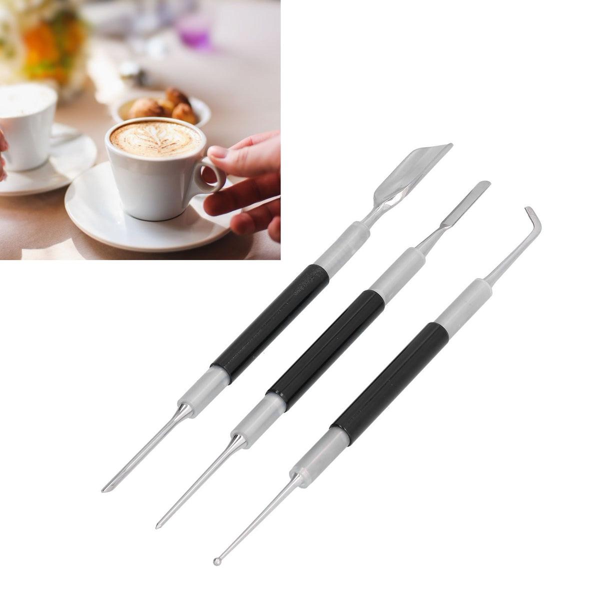 3Pcs/Set Stainless Steel Coffee Latte Needle Latte Art Pen Coffee Decorating Tool for Home