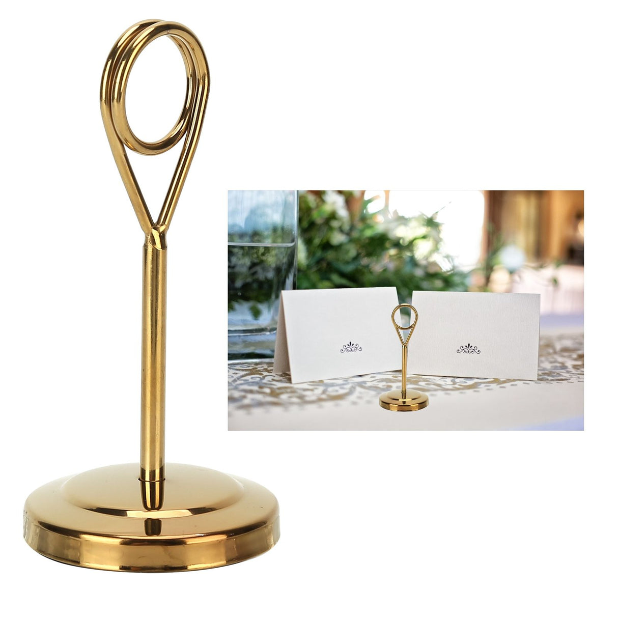 Table Number Holder Stainless Steel Durable Fade Resistant Lightweight Picture Clip for Hotel Restaurant10.5cm Gold