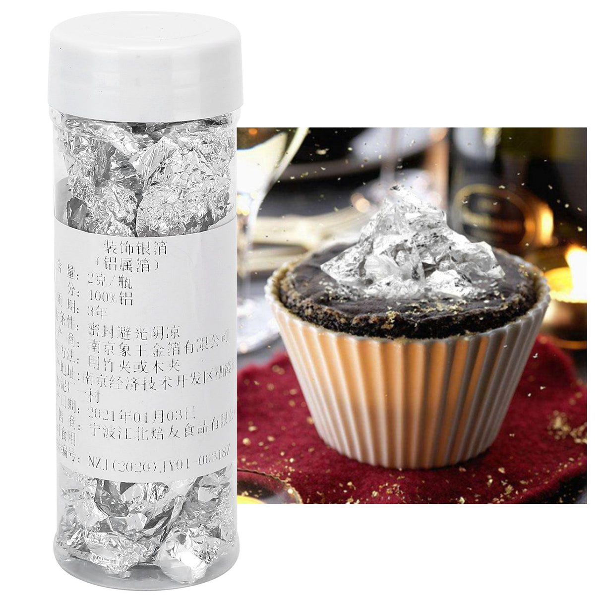 2g Silver Foil Inedible Silver Leaf Flakes for Cooking Cake and Chocolate Decoration Crafts and Arts