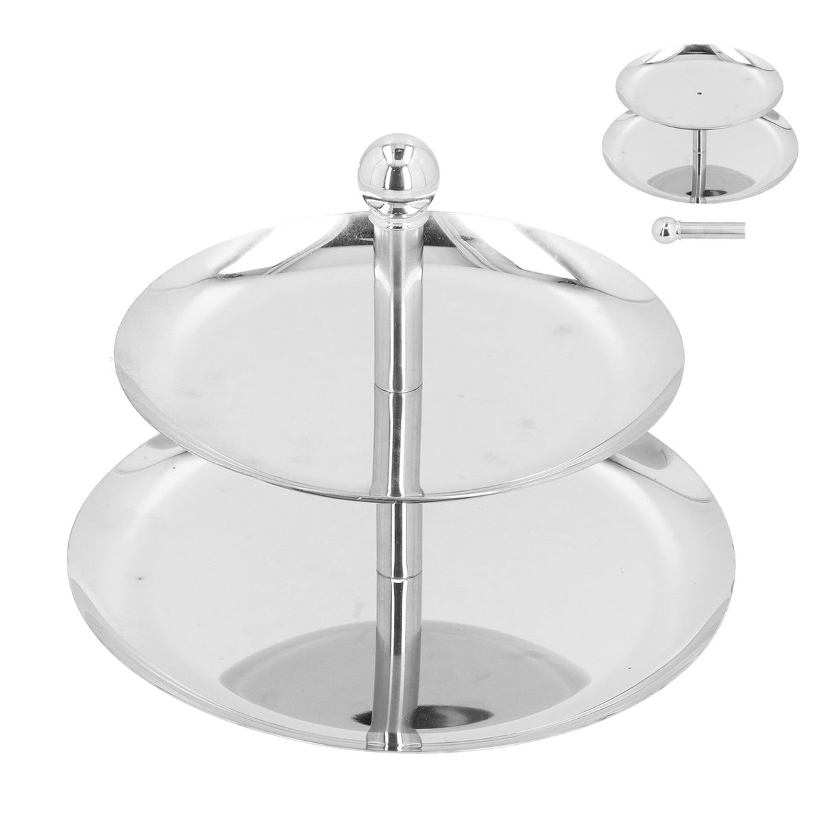 Fruit Tray Stainless Steel 2 Layers Multifunctional Durable Self Service Cupcake Stand for Home Hotel