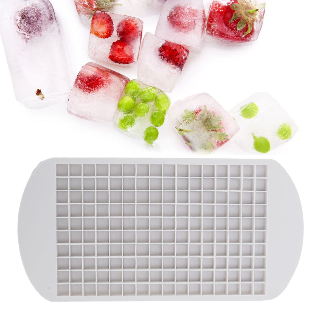 160 Grid Ice Tray Square Flexible Silicone High Temperature Resistant Mini Ice Cube Mold for Home RestaurantWhite