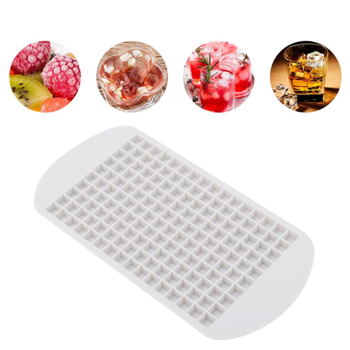 160 Grid Ice Tray Square Flexible Silicone High Temperature Resistant Mini Ice Cube Mold for Home RestaurantWhite