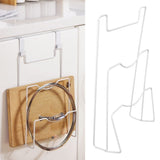 Wrought Iron Cabinet Door Mount Pot Lid Organizer Cutting Board Holder Kitchen Cookware Storage