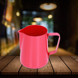 600ml Stainless Steel Frothing Pitcher Milk Coffee Frothing Jug with Pointed Spout for HomeRed