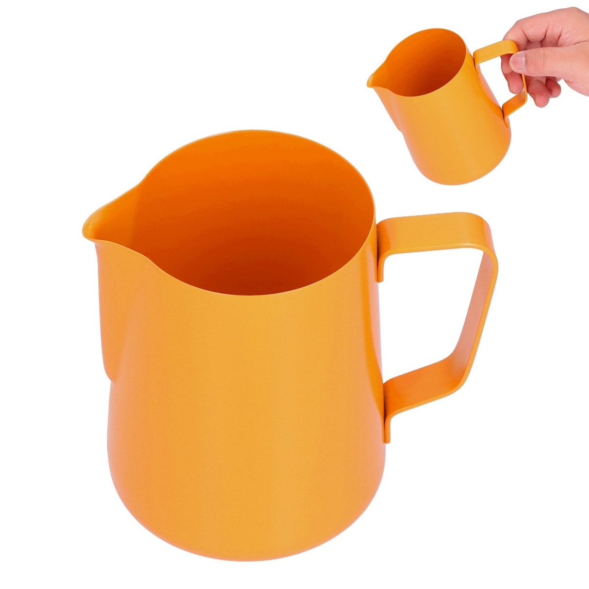 600ml Stainless Steel Frothing Pitcher Milk Coffee Frothing Jug with Pointed Spout for HomeOrange