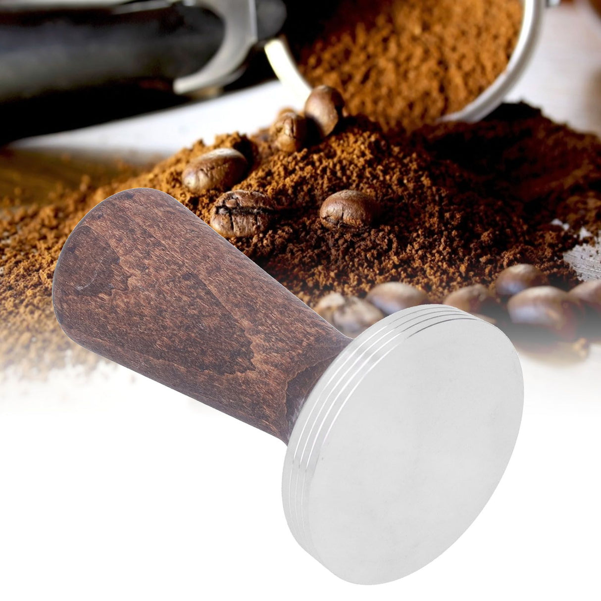 58mm Tamper Tool Black Walnut 304 Stainless Steel Portable Coffee Tamper for Home Coffee Shop