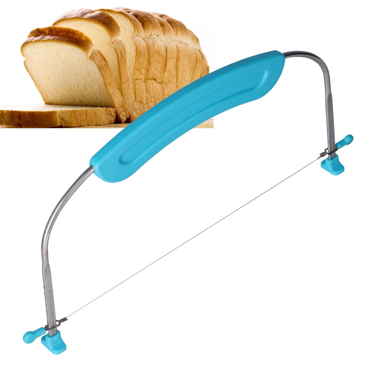 304 Stainless Steel Cake Leveler Adjustable Wire Cake Cutter with Handle and Scale DIY Baking Tool for Kitchen(29449)Sapphire Cake Leveler