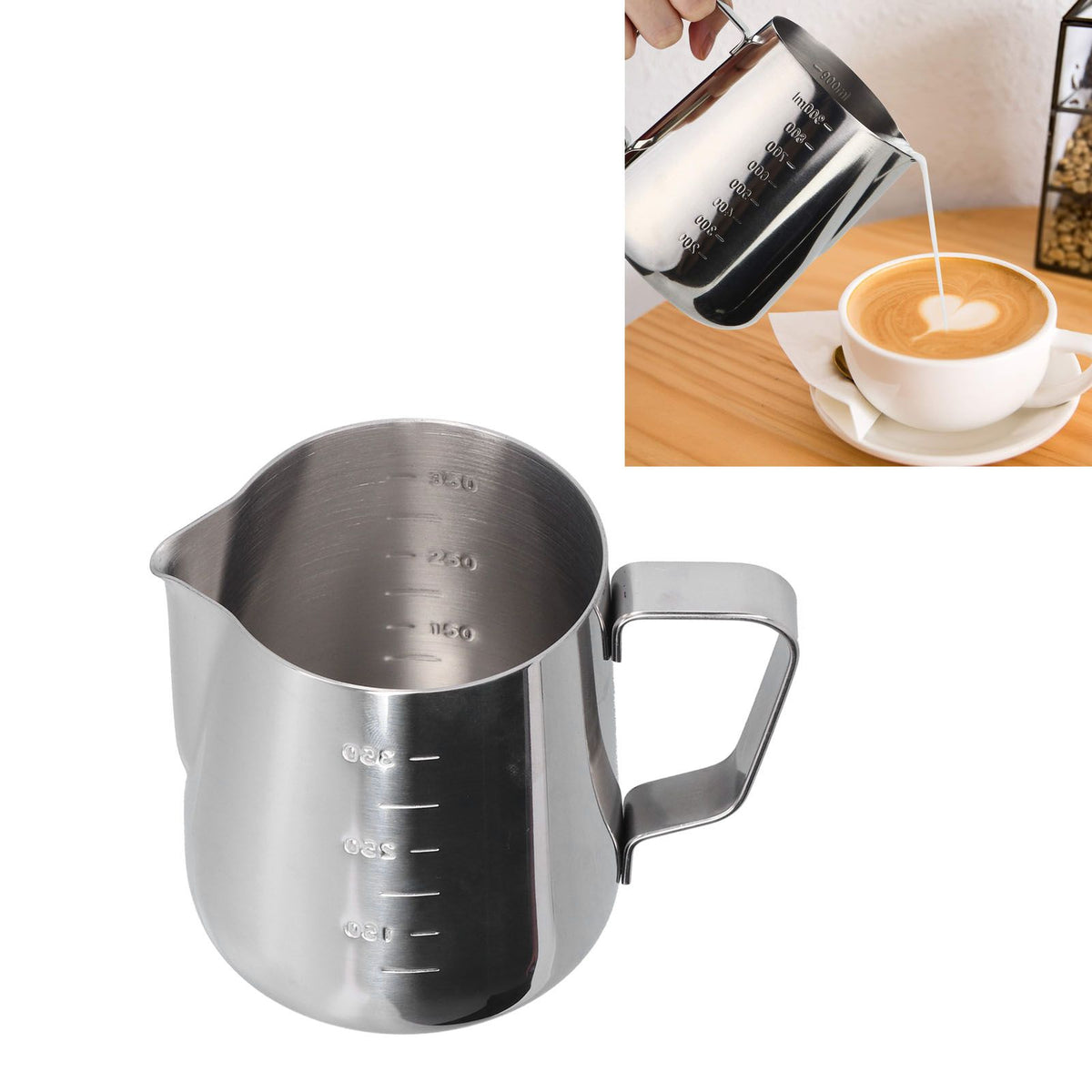 400ml Stainless Steel Frothing Cup Pointed Spout Coffee Art Pitcher Milk Steaming Jug with Scale