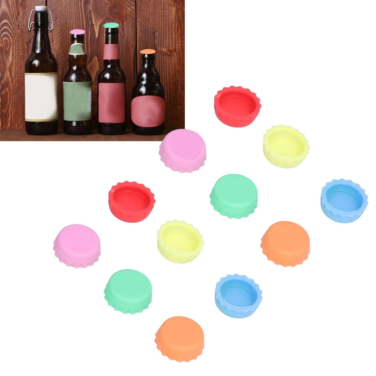Silicone Beer Bottle Caps Reusable Round Glass Bottle Stopper Kitchen Gadgets for Home Restaurant