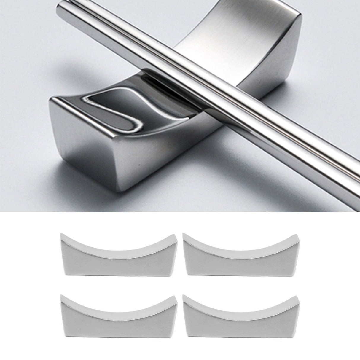 4Pcs Stainless Steel Chopstick Rest Boat Shape Chopstick Spoon Knife Fork Cutlery Holder