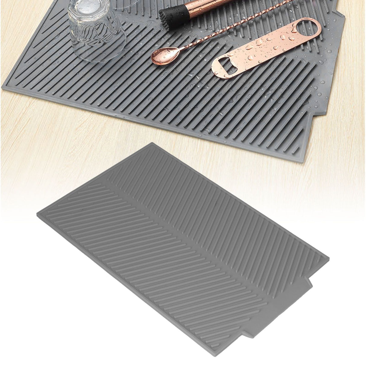 Drainable Heat Insulation Pad Silicone Table Placemat Pot Bowl Dish Mat Kitchen GadgetsGray