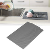 Drainable Heat Insulation Pad Silicone Table Placemat Pot Bowl Dish Mat Kitchen GadgetsGray - Extra Image