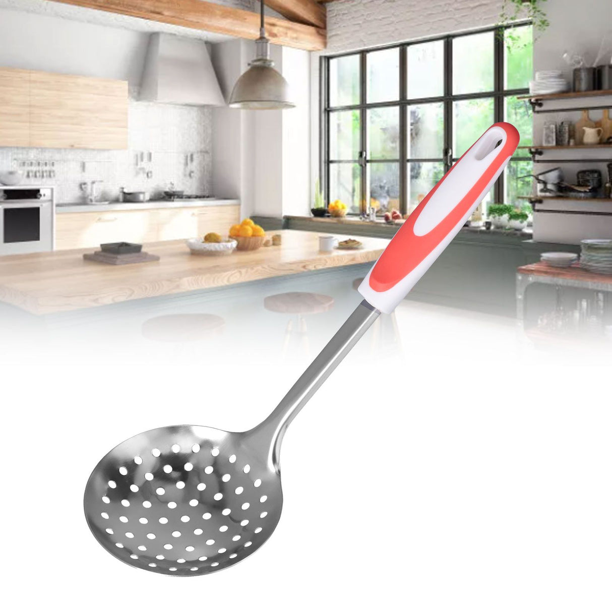 Thickened Colander Spoon Hand Polished Soup Hot Pot Spoon Non Slip Stainless Steel Kitchen Strainer Scoop