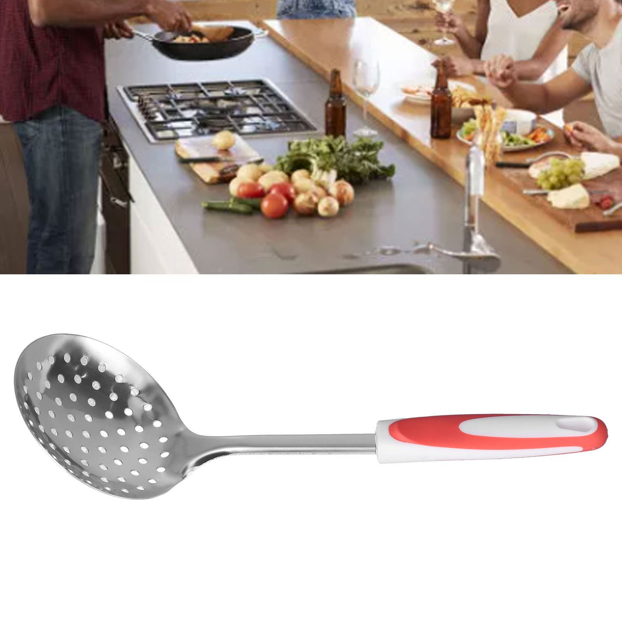 Thickened Colander Spoon Hand Polished Soup Hot Pot Spoon Non Slip Stainless Steel Kitchen Strainer Scoop