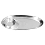304 Stainless Steel Snack Plate Silver Oval Divided Spice Dish for Home Outdoor CampingL