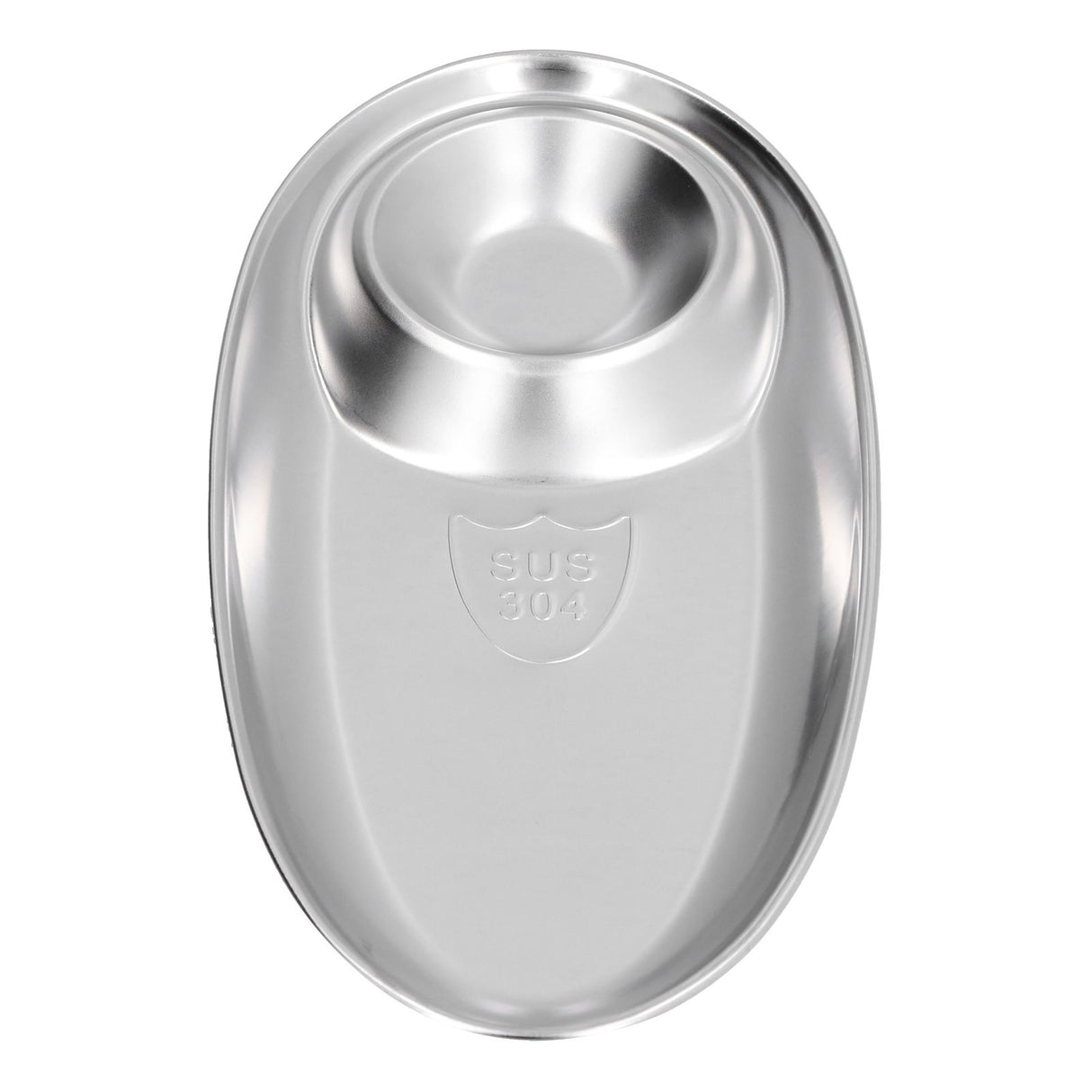 304 Stainless Steel Snack Plate Silver Oval Divided Spice Dish for Home Outdoor CampingL