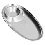 304 Stainless Steel Snack Plate Silver Oval Divided Spice Dish for Home Outdoor CampingL
