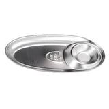 304 Stainless Steel Snack Plate Silver Oval Divided Spice Dish for Home Outdoor CampingL
