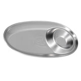 304 Stainless Steel Snack Plate Silver Oval Divided Spice Dish for Home Outdoor CampingS