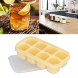 8 Grid Ice Cube Tray with Lid Food Grade Household Ice Cube Mold for Home KitchenYellow