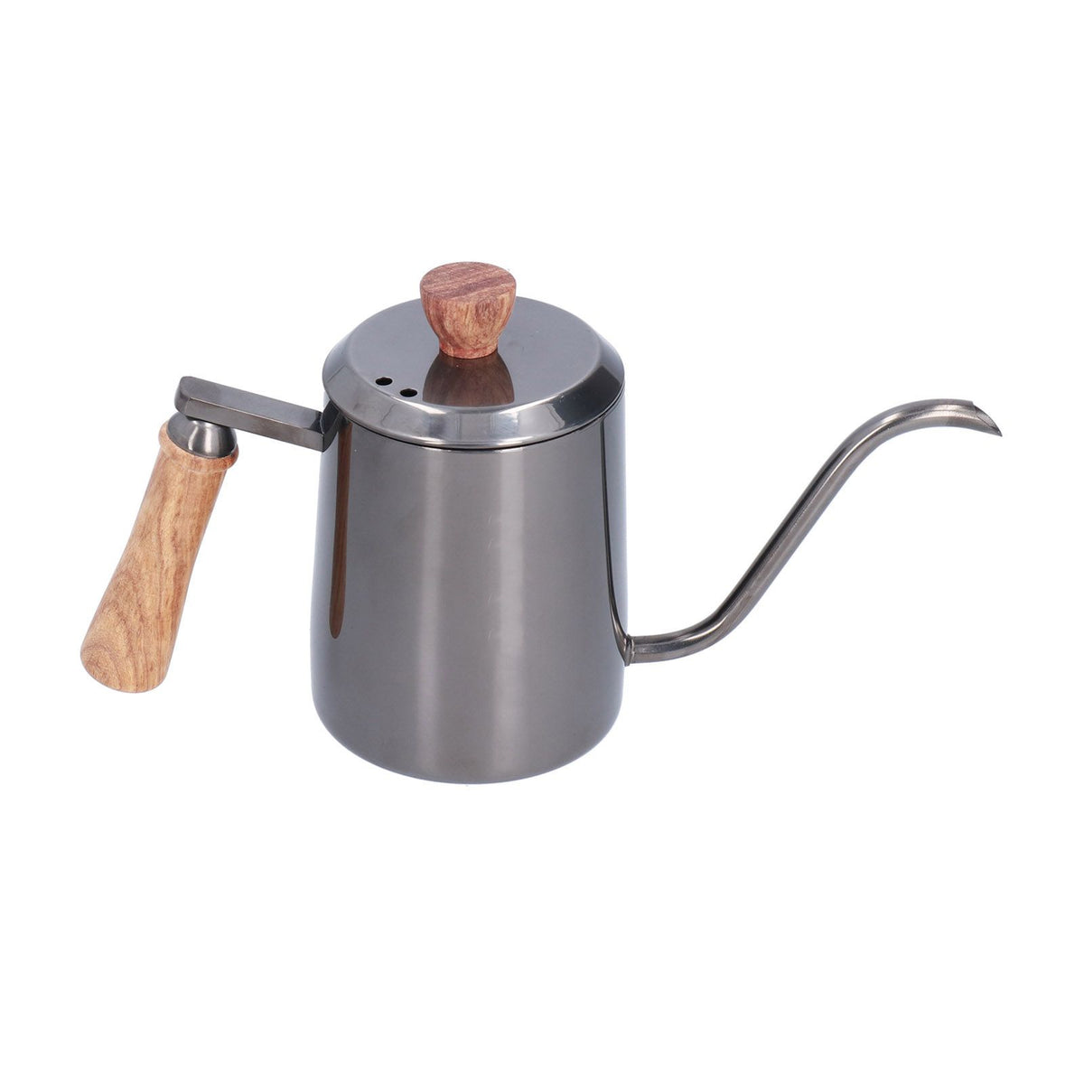 600ml Stainless Steel Manual Coffee Pot Long Narrow Spout Pour Over Kettle with Wooden HandleGray