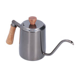 600ml Stainless Steel Manual Coffee Pot Long Narrow Spout Pour Over Kettle with Wooden HandleGray - Front View