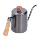 600ml Stainless Steel Manual Coffee Pot Long Narrow Spout Pour Over Kettle with Wooden HandleGray