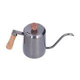600ml Stainless Steel Manual Coffee Pot Long Narrow Spout Pour Over Kettle with Wooden HandleGray
