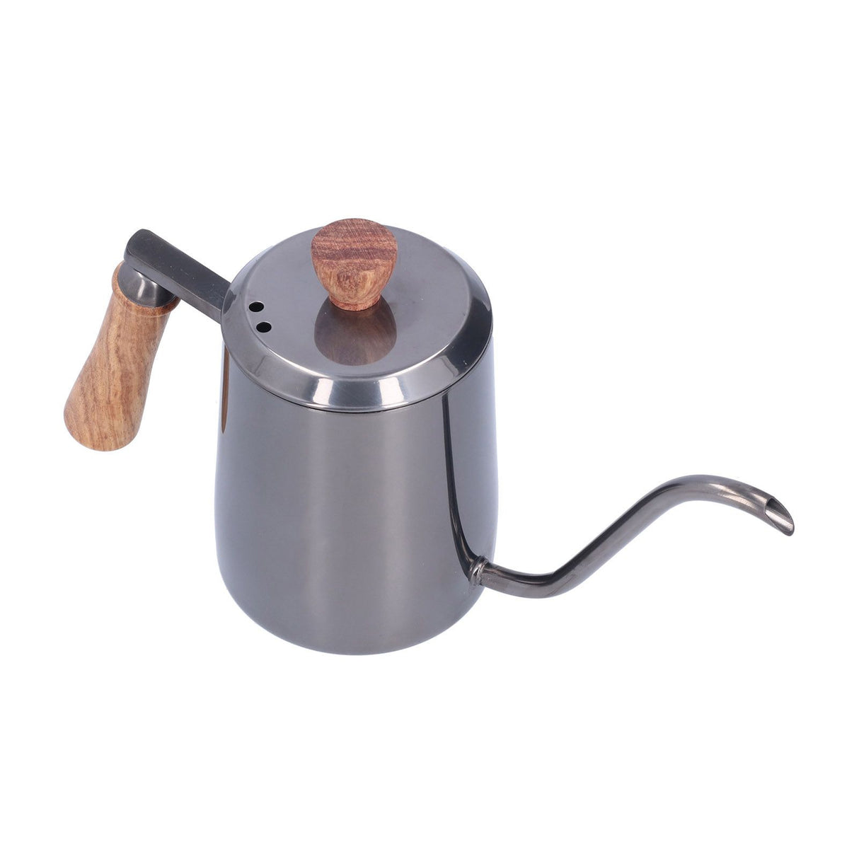 600ml Stainless Steel Manual Coffee Pot Long Narrow Spout Pour Over Kettle with Wooden HandleGray