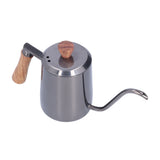 600ml Stainless Steel Manual Coffee Pot Long Narrow Spout Pour Over Kettle with Wooden HandleGray