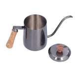 600ml Stainless Steel Manual Coffee Pot Long Narrow Spout Pour Over Kettle with Wooden HandleGray