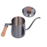 600ml Stainless Steel Manual Coffee Pot Long Narrow Spout Pour Over Kettle with Wooden HandleGray - Extra Image