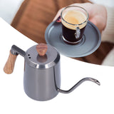 600ml Stainless Steel Manual Coffee Pot Long Narrow Spout Pour Over Kettle with Wooden HandleGray