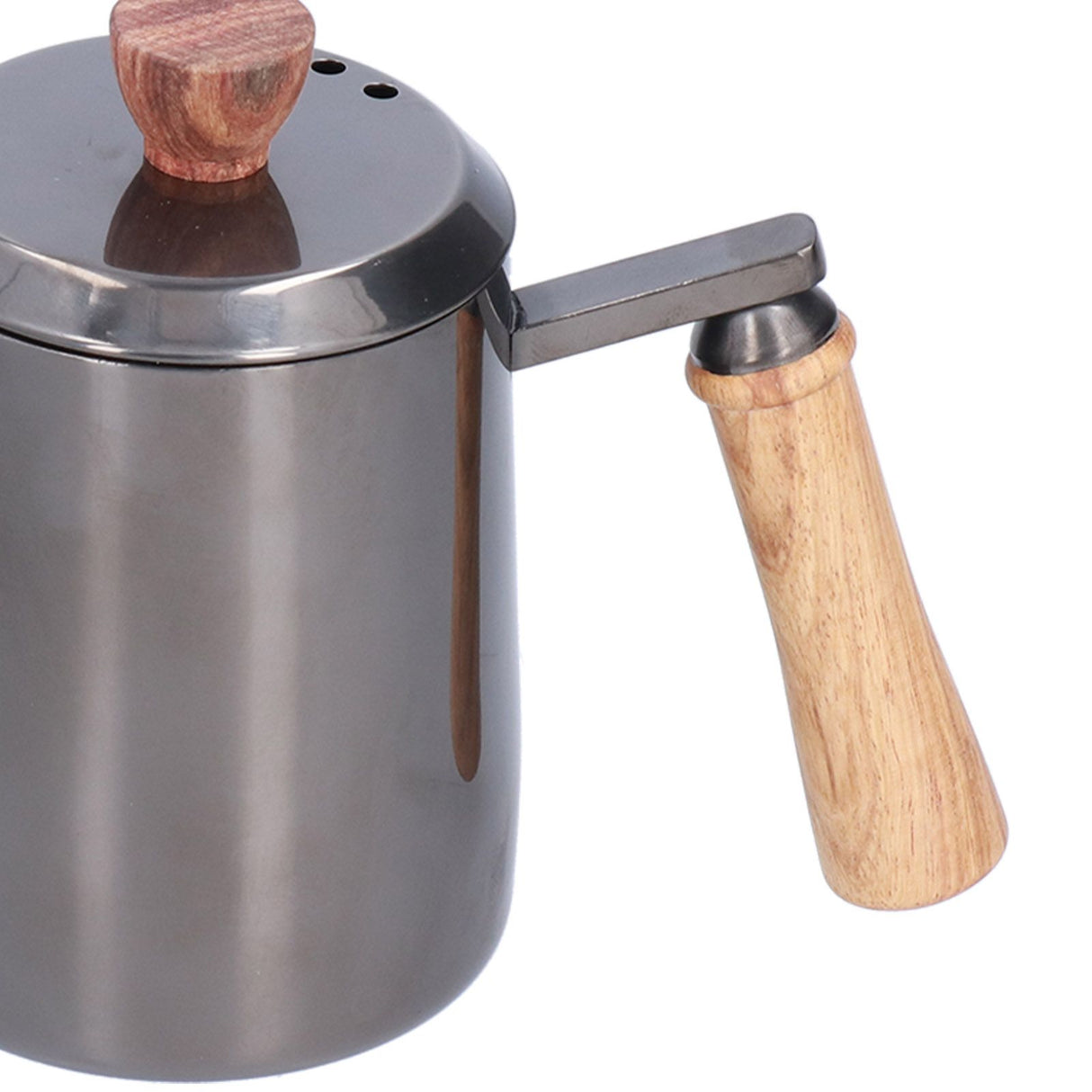 600ml Stainless Steel Manual Coffee Pot Long Narrow Spout Pour Over Kettle with Wooden HandleGray