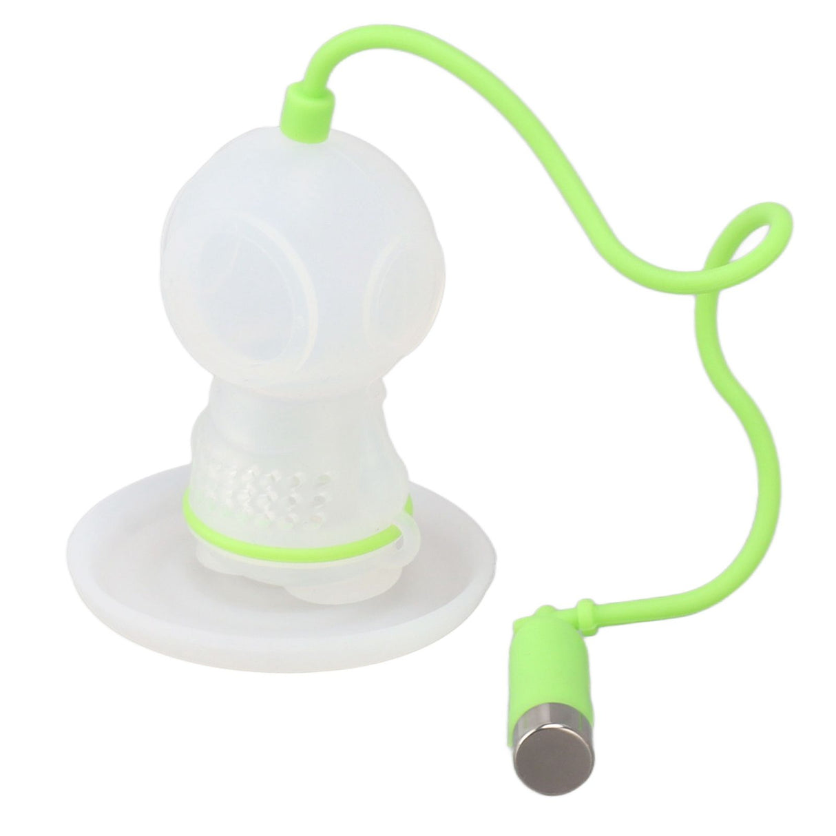 Silicone Tea Infuser Cute Diver Shape Loose Tea Leaf Filter Tea Diffuser Strainer with Chain and Drip Tray for Home Green