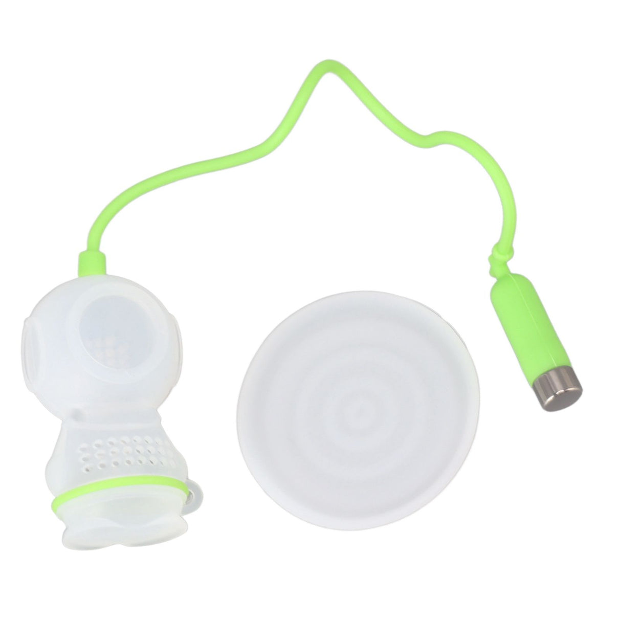 Silicone Tea Infuser Cute Diver Shape Loose Tea Leaf Filter Tea Diffuser Strainer with Chain and Drip Tray for Home Green